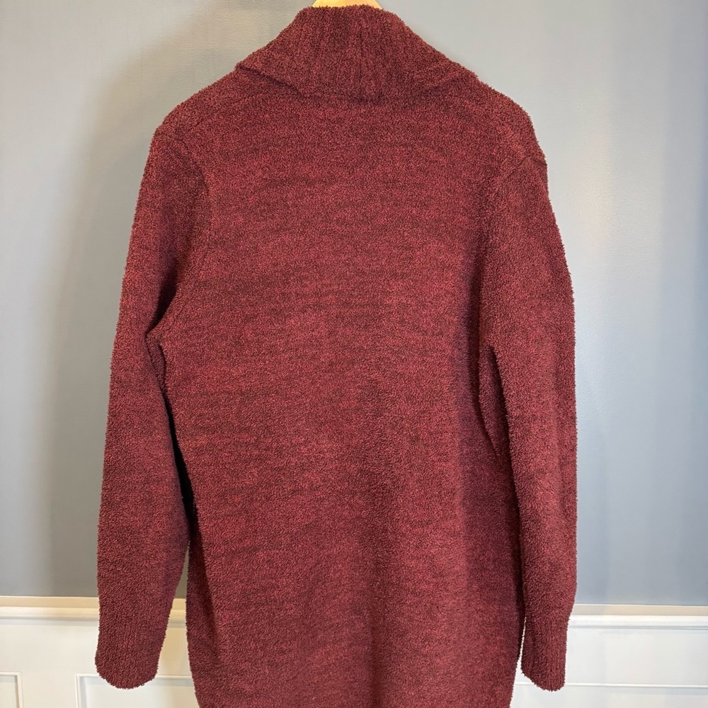 Barefoot Dreams Women CozyChic Cali Cardigan Size M Maroon Long Open Front - Picture 10 of 10